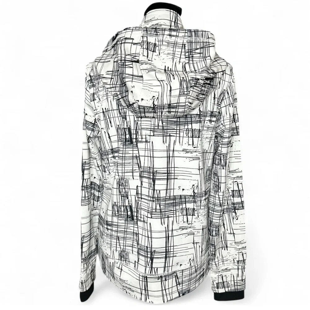 CALVIN KLEIN Performance Dry Black & White Jacket M W/Hood Zipper & Pockets NWOT